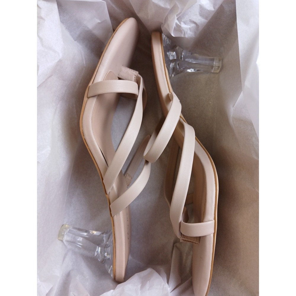 Party Nude Smooth Clear Lucite Kitten Heel Sandals 10M J12PQSM BRAND NEW
